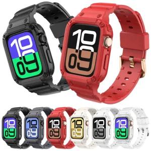 애플워치11 10 42mm 46mm 호환 일체형 케이스 TPU 솔리드 컬러 스포츠 스트랩 밴