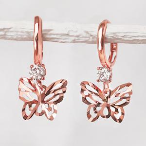 주리에떼 14K 18K 귀걸이 로즈골드 여성 큐빅 나비 컷팅 나비드 여자친구 기념일 선물 금 귀걸이