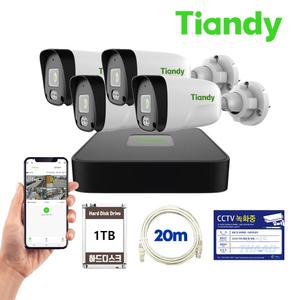 텐디 200만화소 CCTV 자가설치 세트 실외용 4채널 IP카메라 녹화기 패키지 외부감시
