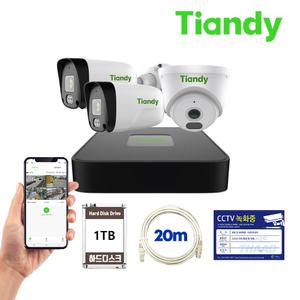 티앤디 2MP 200만화소 고화질 네트워크 CCTV 자가설치 세트 실내 1대 실외 2대