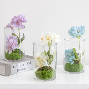 수국 조화 화병 테라리움 set 15x22cm 3컬러 인테리어 꽃 테이블 장식 소품 꾸미기