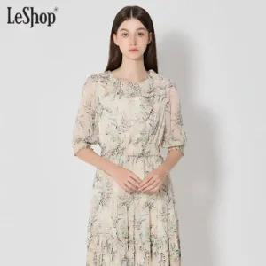 르샵 플리츠 러플카라 셔링 프린팅 원피스