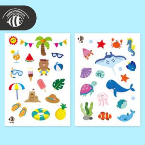 [허니폼폼] 여름 바다 스티커 (2매)
