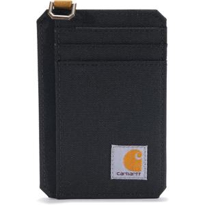 칼하트 남성용 캔버스 가죽 지갑 블랙 내구성 강화 머니클립