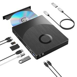 PC용 외장 /DVD 드라이브 8 in 1, 노트북용 외장 CD/DVD 드라이브 100G 디스크 3D, HDMI/LAN/USB 3.0/Type-C/SD/TF 포트 CD 버너, Windows XP/7/8/10/11 MacOS용 플레이어