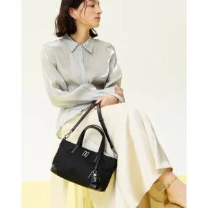 갤러리아 DCBA5F050 닥스 [벨포드] 블랙 크로커 소가죽 배색 나일론 토트백 S