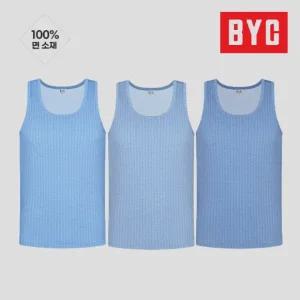 BYC 남성 순면 3매입 런닝세트 체크패턴 민소매 MCF2244