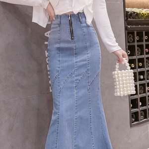 F006548 머메이드 절개라인 청치마 데님롱스커트 여성