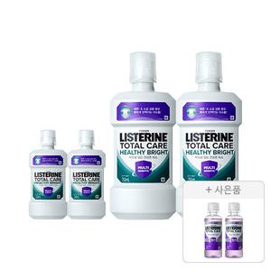 리스테린 헬씨 브라이트 750ml, 2개+250ml, 2개+증정(토탈케어 마일드  마일드 100ml, 2개)