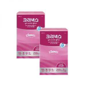 크리넥스 미용티슈 실크소프트 플러스 250매 3입 1팩 + 1팩