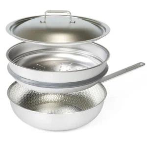 [키친아트] 무연마제 프리미오 인덕션 통5중 스텐316 궁중팬 26cm 찜기 세트