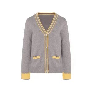 [크로커다일레이디]컬러 배색 니트 가디건_CLDWSW110