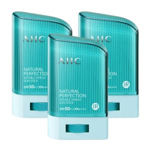 AHC 내추럴 퍼펙션 더블 쉴드 선스틱 (초록색) SPF50+ 22g x 3개 워터프루프 스틱썬크림