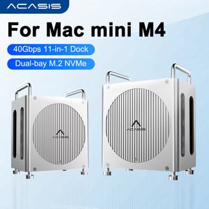 아카시스 맥 소형 M4 도킹 스테이션 듀얼 베이 M.2 SSD NVMe 인클로저 USB-C 40Gbps DP 4K144HZ SDTF4.0