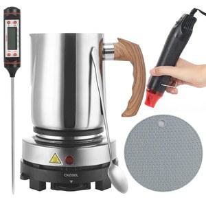 핫 플레이트가 포함된 캔들 만들기 키트, 초보자를 위한 멜터가 소이 세트, 모조 목재 곡물 냄비 피처, 히트 건, , 용품 액세서리