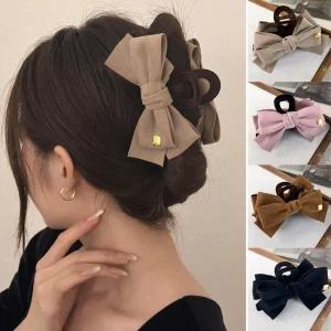 벨벳 금장 포인트 예쁜 여성 리본 올림머리 집게핀 머리핀 헤어핀 집게핀