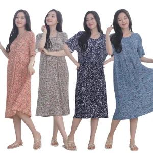 여성 꽃주름 원피스 ops 몸빼 쿨 냉감 아이스 여름 밴딩팬츠 작업복 꽃 밭일 할머니 엄마 반팔 촌캉스