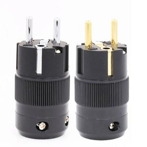 하이 퀄리티 하이엔드 오디오 24k 골드 및 로듐 도금 슈코 EU 전원 플러그 DIY 메인 케이블 2