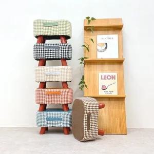 다용도 하운드 투스 모던 트렌디 풋 스툴 감성 인테리어 로우 라운드 미니 의자 스툴