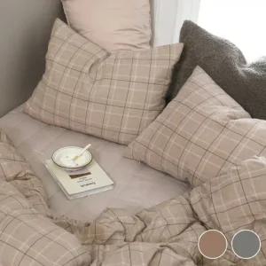 [올리비아데코] 먼지없는 헤이체크 세미워싱 누비베개커버(50X70)