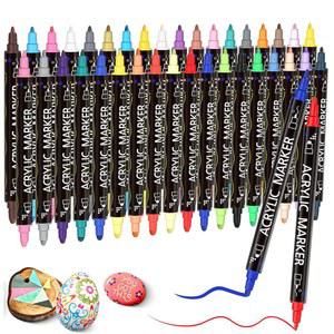 AQTQA 36개 컬러 듀얼 팁 아크릴 페인트 펜 마커, 목재, 캔버스, 암석, 직물, 유리 및 세라믹용 프리미엄 - DIY 아트 용품, 빠르게 건조 가능한 브러시 마커