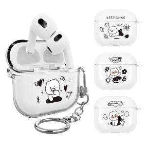 카카오프렌즈 춘식이 두들두들 에어팟3 3세대 블루투스 이어폰 투명 케이스