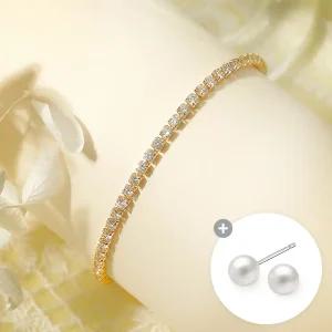 [골드앤] 샤인 테니스 팔찌+진주 귀걸이