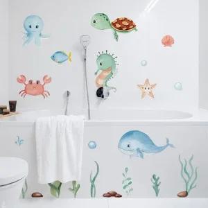 유아 놀이방 바다동물 창문 장식 스티커 욕실 유리창 꾸미기 벽인테리어 포인트벽지