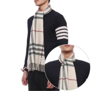 [버버리] 25FW 남성 체크 캐시미어 머플러 (8077884 STONE M 25F)