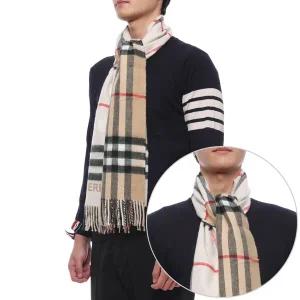[버버리] 25FW 남성 컨트라스트 체크 캐시미어 머플러 (8059280 ARCHIVE BEIGE NATURAL M 25F)