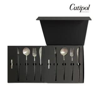 [큐티폴] 고아 블랙실버 디너 4종 8p 선물세트(스푼2 포크2 나이프2 젓가락세트2)