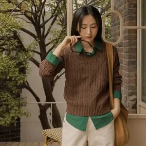 [J-BASIC] 가을무드 꽈배기 기본니트(라운드/브이넥)