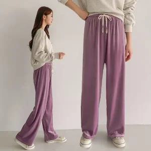 여성 벨벳 무지 스판 밴딩 일자 바지 벨로아 츄리닝 트레이닝 와이드팬츠 -WPN0451- 가을 겨울