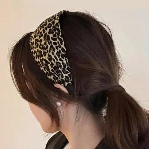 쿠아미 호피 레오파드 와이드 헤어밴드 머리띠