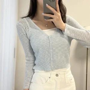 여자 시스루 파스텔 여리핏 크롭 골지 가디건