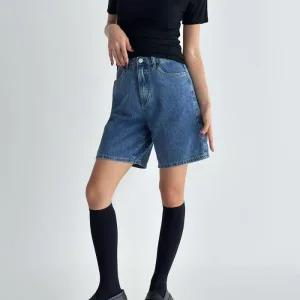 여자 여름 기본숏팬츠 4부 데일리룩 청반바지_3