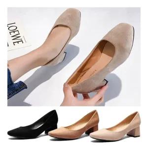 낮은굽 스웨이드 사각앞코 펌프스 힐 편한 정장 구두 스틸레토미들힐 힐 통굽 웨딩슈즈