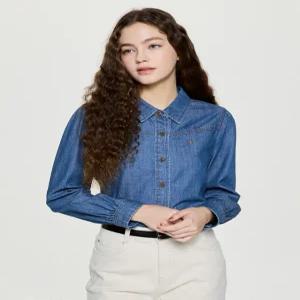 헤지스 여성 25FW [시즌오프]데님 블라우스 블루 HSSH5D807B3