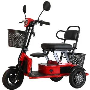 전기 세발자전거 삼륜 삼발이 성인 산책 자토바이 스쿠터(10Ah리튬배터리/약30km)-레드