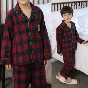 [기타브랜드]남아동잠옷 면100 키즈 어린이 체크 빨간 파자마 주니어 크리스마스 국산