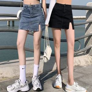 청치마 데님 미니스커트 속바지 치마바지 블랙 블루 2컬러 3사이즈 A라인 학생 데일리