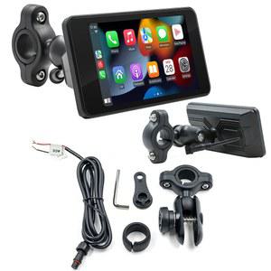 오토바이 MP5 플레이어 무선 카플레이/안드로이드 오토 4.7인치 화면 5.0 블루투스 음악 내비게이션 플레이어 오토바이용 2.2cm-2.6cm 핸들바 지름 B5341