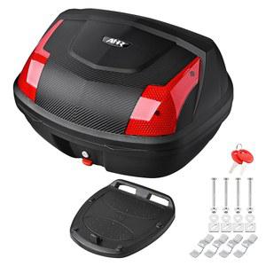 TOPURWAY 모터사이클 트렁크 블랙 탑 케이스 테일 박스 스쿠터 투어 보관함 캐리어 헬멧 수하물용 잠금장치, 48L 용량, TPU-0088