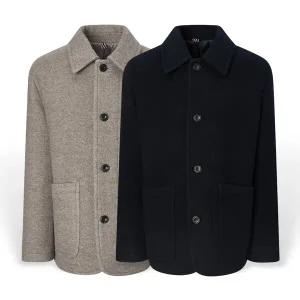 [헤지스][25FW][2컬러 택1] 남성 멜란지 울 하프코트 HZCO5D502