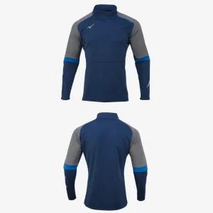 미즈노 축구 운동 하프짚업니트 긴팔티 네이비 깔끔한 등산복상의 등산복티셔츠 데일리 활동성좋은 등산티