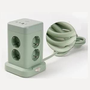 고용량 4000W 타워형 USB 난연 멀티탭 8구