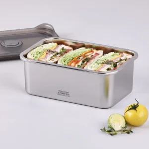 키친플라워 연마제 없는 원터치 스텐 304 밀폐용기(깊은형) 1600ml