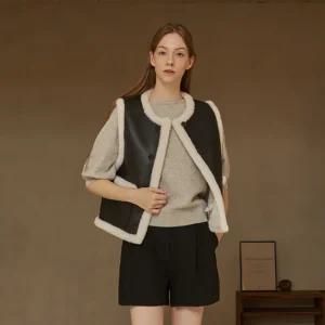 [정가 109,000원]시어링 무스탕 라운드 베스트