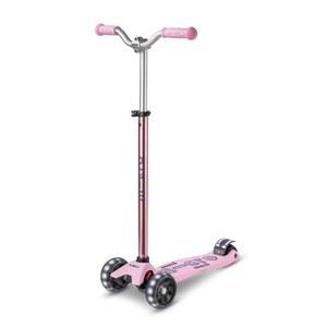 마이크로 킥보드 - 맥시 디럭스 프로 LED 킥 스쿠터 매끄러운 글라이딩, 3륜, 라이트업 휠, 5~12세용 지방, 안정적인 휠 및 초퍼 스타일 핸들바를 갖춘 리앤투스티어 디자인