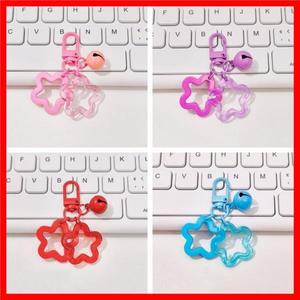 여아용 미니 할로우 아웃 스타 키체인 다채로운 귀여운 아크릴 스타 키링 캔디 컬러 벨 5 각 별 펜던트 패